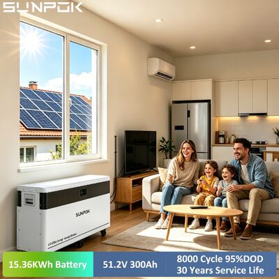 SUNPOK 48V 300Ah Solar Lithium Battery Pack 51.2V 15kwh Solar Energy System 48V 300Ah LiFePO4 Energy Storage Battery