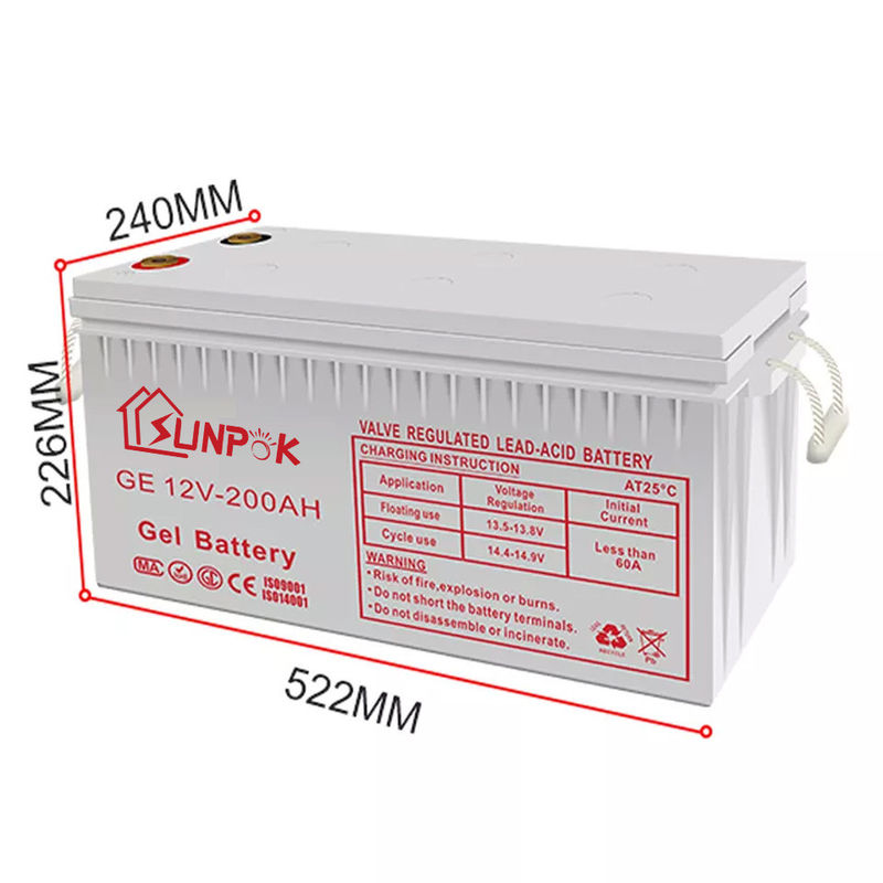 Batterie al piombo 12v 200ah 250ah del ciclo di Sunpok 12V del gel della batteria di durevolezza del gel profondo solare profondo del ciclo
