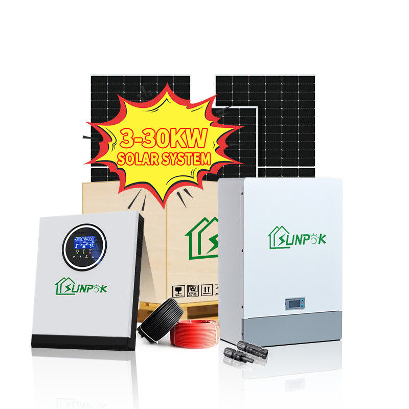 Sunpok completo fuori dall'invertitore ibrido di energia solare di griglia dei corredi 5kwh 10kwh 15kwh 20kwh 25kwh 30kwh di energia solare di griglia