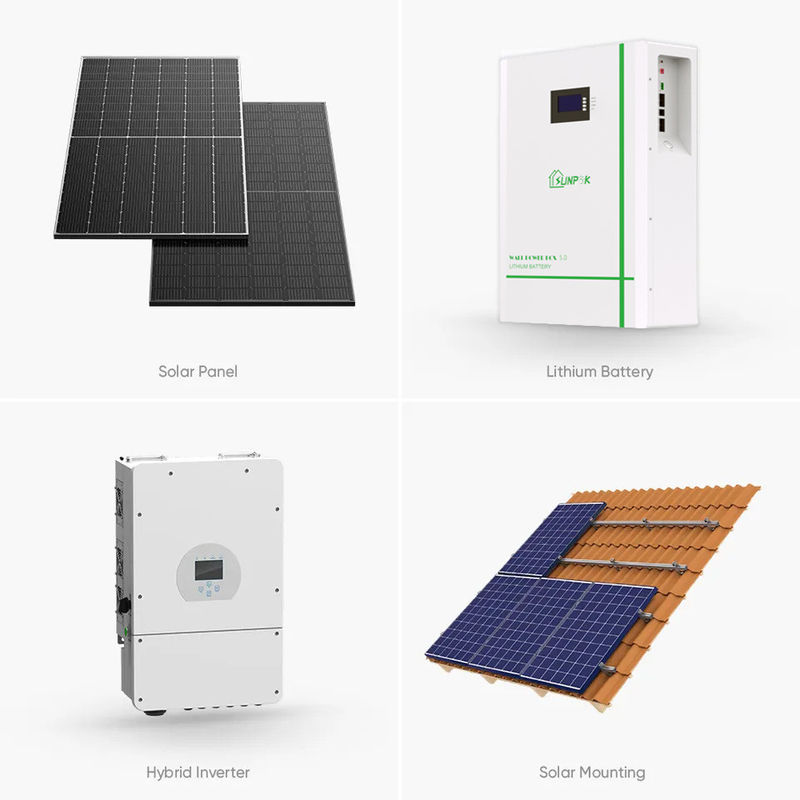 Sistema domestico solare di Sunpok 3kw 5kw 10kw sistema di energia solare di 10 chilowatt per le Camere prefabbricate