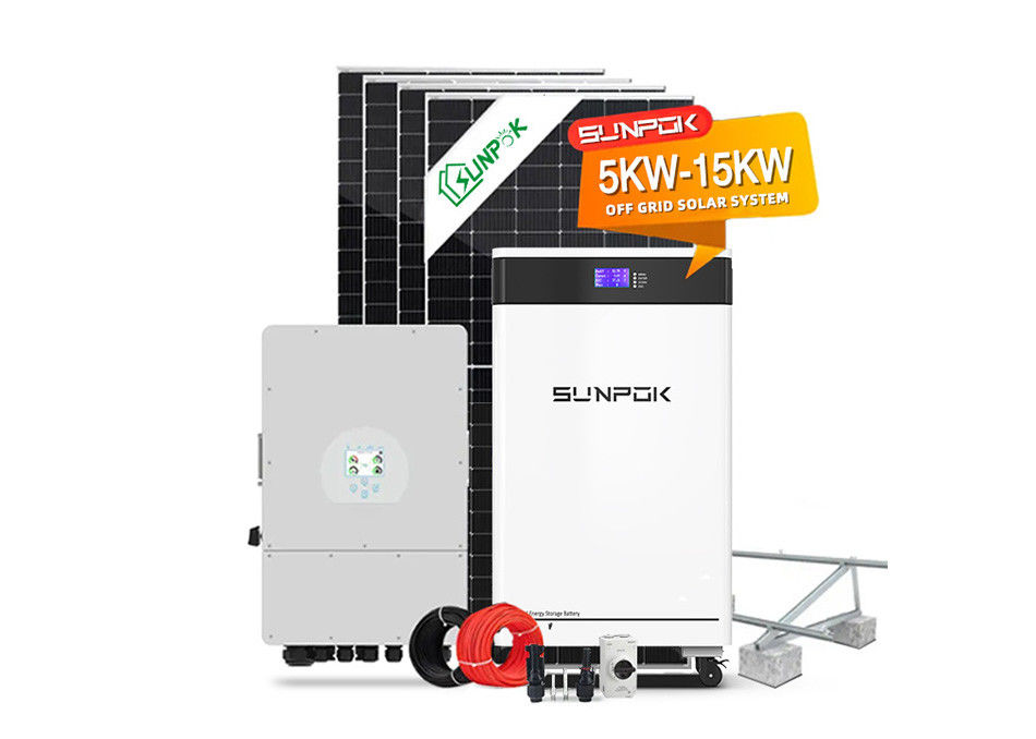 Sistemi di energia solare ibrida stradale 5kw con inverter ibrido fuori rete 30kw batteria al litio sistema solare