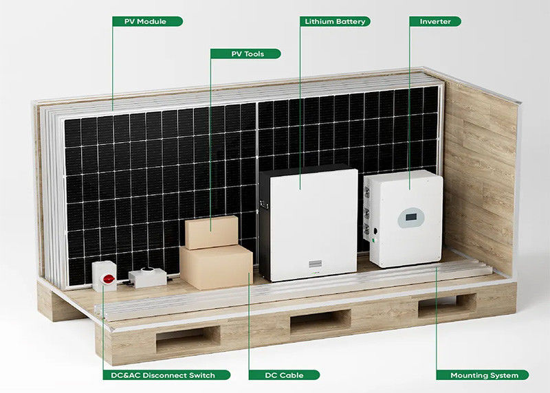 Sistemi di energia solare ibrida stradale 5kw con inverter ibrido fuori rete 30kw batteria al litio sistema solare