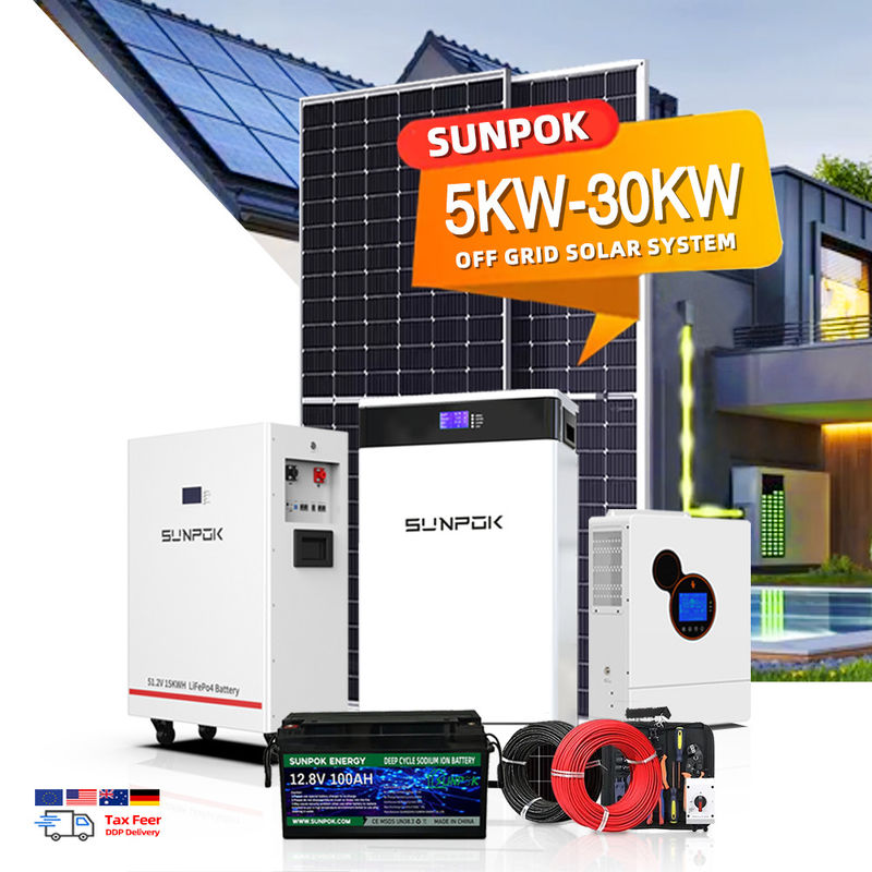Sistema di energia solare on e off 5kw 10kw Sistema di energia solare per la casa Kit di pannelli solari