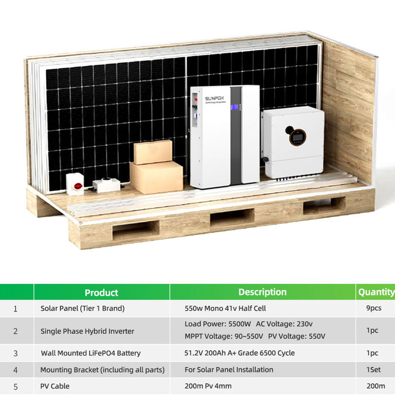Eu Sistema solare di magazzino Kit completo 3kw 5kw 10kw 20kw Sistema solare ibrido fuori rete