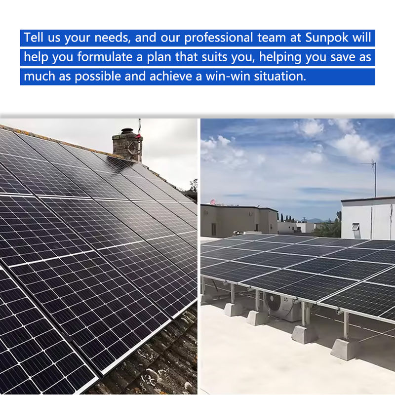Sistema solare inverter ibrido 10kw 50kw 500kw Batteria agli ioni di litio Montatura sul tetto Uso domestico