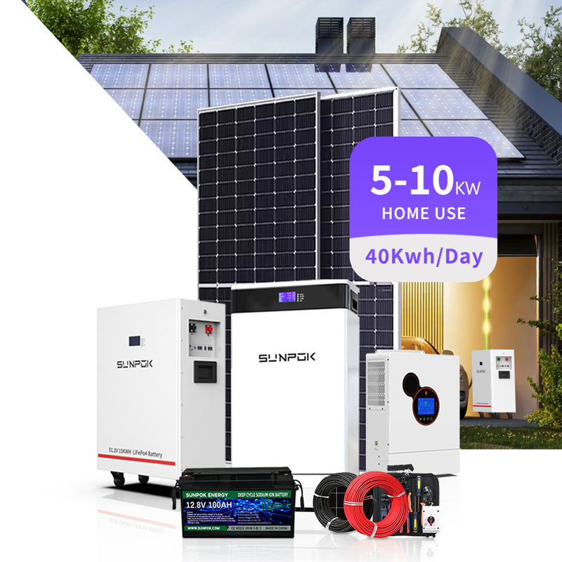 Sistema di pannelli solari Sistema solare ibrido ibrido off-grid Completo Home Home 3kw 5kw 10kw 15kw Immagazzinamento di energia