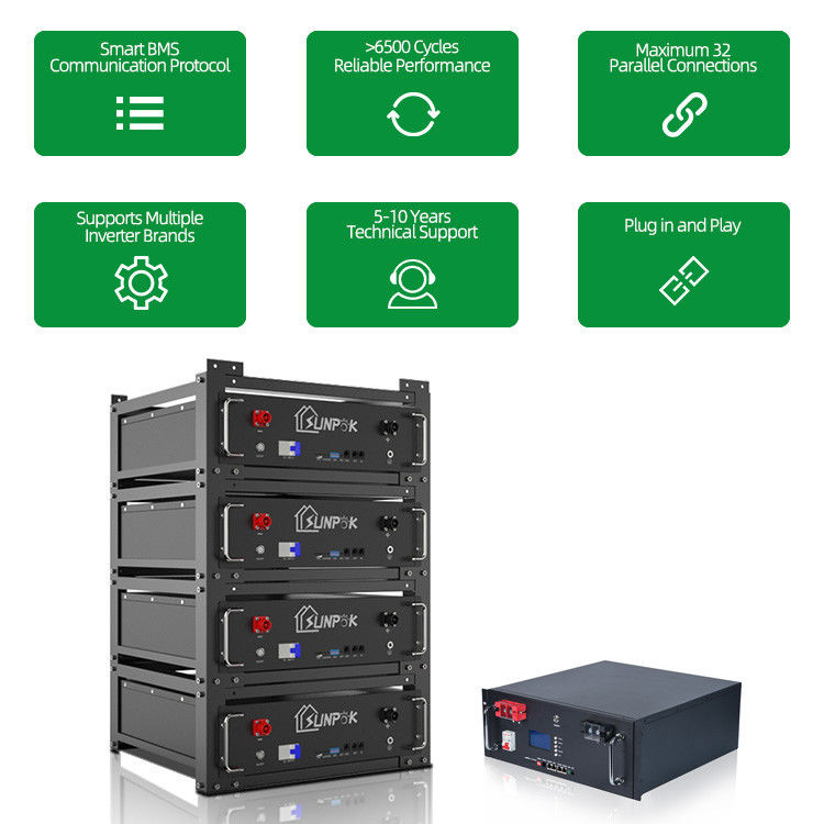 Batteria rack Home Energy Storage Systems Batteria Lifepo4 con Bluetooth 48V 200AH 10kwh
