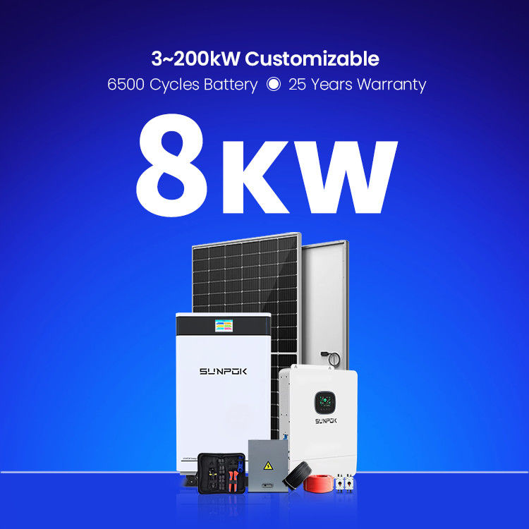 Sistema di energia solare completo pacchetto completo 5kw 8kw 10kw 10kw Kit ibrido off-grid per la casa con batteria agli ioni di litio