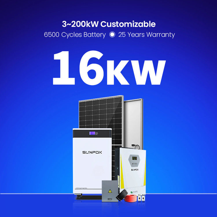 Sistema di alimentazione a pannelli solari 15Kva 16KW 18KW Sistema di energia solare fotovoltaica ibrida completa per la casa