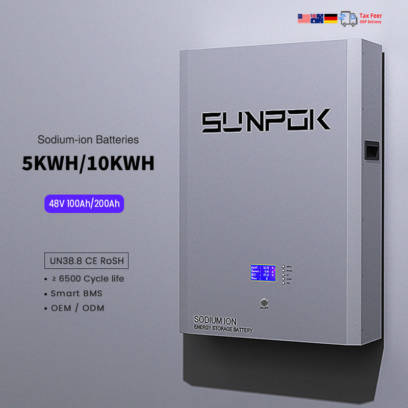Batteria di sodio 48V Batteria di accumulo di energia 5Kwh 48V 200Ah 100Ah Lifepo4 Parete montato batteria agli ioni di sodio
