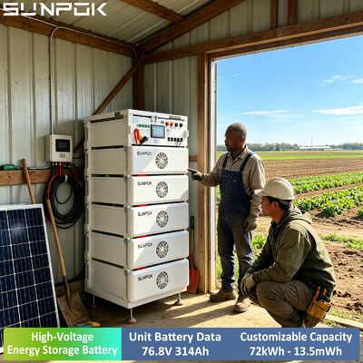 Rack di stoccaggio dell'energia ad alta tensione Sunpok Tipo server Batteria agli ioni di litio 76.8V 314ah alimentazione di riserva