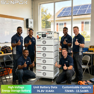 SUNPOK 76.8V 314Ah Batteria LiFePO4 Impilabile Sistema HV 150-800V per Accumulo di Energia Commerciale e Industriale con Monitoraggio Wifi