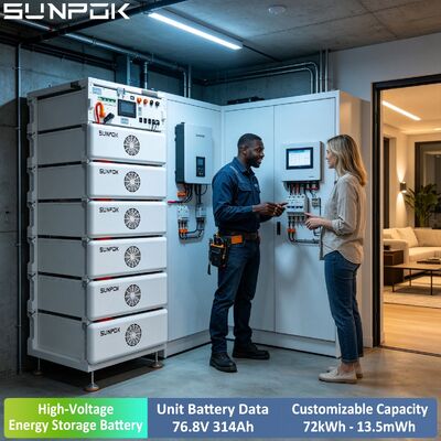 SUNPOK LiFePO4 Batteria agli ioni di litio HV 24kWh Montata a Rack 76.8V 314Ah Batteria per accumulo di energia off-grid per C&I