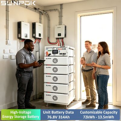 Sunpok Commercial Industrial Lithium Ion Energy Storage System Pack 314AH 76.8V 24KWH Protezione IP54 ad alta tensione