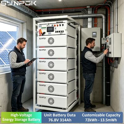 Sunpok Alta tensione 76.8V 314AH Batteria al litio Boost 100kwh 200kwh 500kwh LiFePO4 Sistema di batteria per il commercio